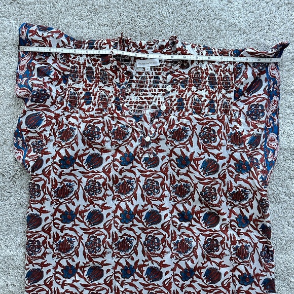 House of Harlow Paisley Blue and Brown Blouse with Flutter Sleeves size medium - Picture 9 of 10